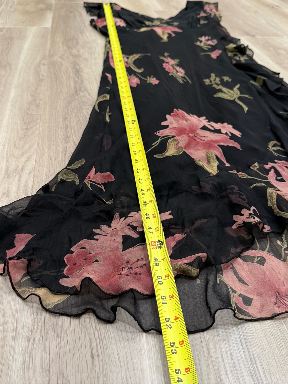 jonathan martin Black Floral Midi Dress with Pink & Green Blooms - Picture 7 of 11